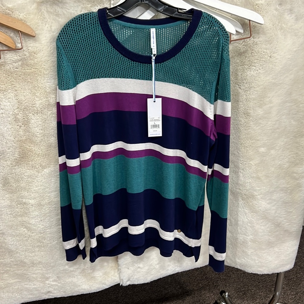 Southern Tide Purple and Blue Crew Neck Sweater